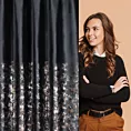 Zasłona czarno, szampańska z nadrukiem metalicznym z welwetu 140x270 cm taśma MARIELA Eurofirany