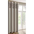 Zasłona beżowa z welwetu zdobiona aplikacją 3D róż 140x250 cm przelotka - ROSES Eva Minge Eurofirany