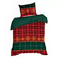 Pościel świąteczna 140x200 cm bawełna ranforce, kolor czerwony, zielony z nadrukiem kraty GLORY Eurofirany