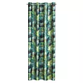 Zasłona czarno, zielona z błyszczącym wzorem egzotycznych liści z welwetu 140x250 cm przelotka DAVOS  Eurofirany