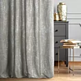Zasłona szyta na taśmie fala ZAHRA beżowo srebrna z grubotkanej nowoczesnej tkaniny z błyszczącym nadrukiem