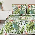 Pościel 140x200 cm bawełniana kolor biały, ciemnozielony z egzotycznym wzorem SONIA 40 Eurofirany