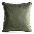 Poszewka na poduszkę 45x45 cm welwetowa oliwkowo, beżowo z roślinnym nadrukiem VELVET 213 Eurofirany