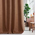 Zasłona szyta na taśmie fala brązowa z tkaniny typu bukla o grubym splocie