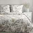 Pościel 220x200 cm bawełniana kolor biało, stalowy z nadrukiem liści LAYLA Eurofirany