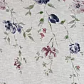 Zasłona biało, bordowa z wzorem letnich kwiatów z etaminy 140x250 cm przelotka ALICE Eurofirany