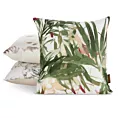 Poszewka na poduszkę 40x40 cm z satyny bawełnianej zdobiona nadrukiem egzotycznych liści zielono, biała SPRING 43 Eurofirany