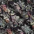 Zasłona czarno, zielona ze wzorem roślinnym z welwetu 140x250 cm przelotka BECKY Eurofirany