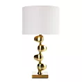 Lampa stołowa do salonu biało, złota GINA z metalową podstawą i matowym abażurem Eurofirany