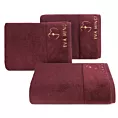 Ręcznik kąpielowy 50X90 cm bawełniany kolor bordowy z haftowanym logiem Eva Minge 550 g/m2 GAJA Eurofirany