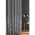 Zasłona szyta na flexach grafitowo szampańska z welwetowej tkaniny z błyszczącym nadrukiem od dołu