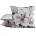 Poszewka na poduszkę 45x45 cm welwetowa dwustronna z motywem kwiatów z wypustką na brzegach kremowo, fioletowa VELVET 122 EUROFIRANY PREMIUM