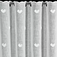 Tkanina firanowa zazdrostka zdobiona haftowaną aplikacją w kształcie serduszek Eurofirany