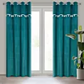 Zasłona ciemnoturkusowa z aplikacją w słoniki z welwetowej tkaniny 140x250 cm przelotka KIDS Eurofirany