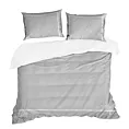 Pościel 220x200 cm z makosatyny bawełnianej kolor szary, biały z tasiemką welwetową EVA 9 Eva Minge Eurofirany