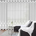Firana biała z drobnej siateczki zdobiona haftowanymi kwiatami 350x250 cm przelotka NATALI Eurofirany
