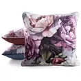 Poszewka na poduszkę 45x45 cm welwetowa różowo, fioletowa z roślinnym nadrukiem VELVET 212 Eurofirany