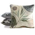Poszewka na poduszkę 45x45 cm welwetowa oliwkowo, beżowo z roślinnym nadrukiem VELVET 213 Eurofirany