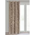 Zasłona brązowo, złota z błyszczącym nadrukiem z welwetu, złote przelotki 140x250 cm MOLLY Eurofirany