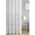Firana szyta na flexach biało srebrna burnout z etaminy w motywy roślinne, wykończona obciążnikiem