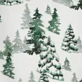 Pościel świąteczna 160x200 cm z satyny bawełnianej, kolor biały, ciemnozielony zdobiona nadrukiem zimowym WINTER Eurofirany