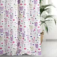 Zasłona szyta na flexach ADONIS różowo liliowa z miękkiej tkaniny typu blackout drukowanej w dziecięcy wzór