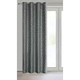 Zasłona stalowo, srebrzysta zdobiona nadrukiem geometrycznym 140x250 cm przelotka SEMI Eurofirany