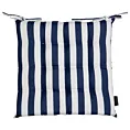 Poduszka na krzesło 40 x 40 x 5 cm wodoodporna granatowo, biała zdobiony subtelnymi pasami GARDEN Eurofirany