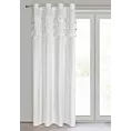 Zasłona biała zdobiona falbanami z welwetu 140x250 cm przelotka SAMI  Eurofirany