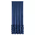 Zasłona granatowa zdobiona falbanami i lśniącymi akcentami z welwetu 140x250 cm taśma CARLI Eurofirany