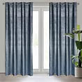 Zasłona granatowo, srebrna z miedzianym nadrukiem z tkaniny welwetowej 140x250 cm przelotka AMBI Eurofirany