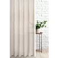 Firana szyta na przelotkach beżowa z miękkiej i połyskliwej tkaniny, wykończona obciążnikiem