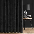 Zasłona szyta na taśmie fala czarna z tkaniny z aplikacją