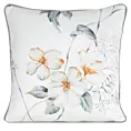 Poszewka na poduszkę dwustronna 45x45 cm welwetowa z motywem roślinnym z wypustką na brzegach biało, pomarańczowa AMELIA EUROFIRANY PREMIUM