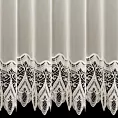 Firana szyta na taśmie 8 cm kremowa z matowej markizety ozdobionej aplikacją w duży fantazyjny wzór