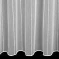 Firana szyta na taśmie fala biała w stylu eko, z efektem deszczyku, zdobiona pionowymi paseczkami, wykończona obciążnikiem