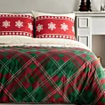 Pościel świąteczna 160x200 cm bawełna ranforce  kolor czerwony, zielony zdobiony nadrukiem kraty AUSTIN Eurofirany