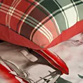 Pościel świąteczna 220x200 cm z bawełny ranforce, kolor czerwono, biały zdobiona uroczym nadrukiem świątecznego auta XMAS Eurofirany
