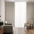 Zasłona beżowa o płóciennym splocie z efektem melanżu 125x270 cm system flex - JULA Eurofirany