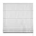 Roleta rzymska biała z tkaniny o grubym splocie przetykanej błyszczącą nicią