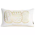 Poszewka na poduszkę 30x50 cm z nadrukiem wielkanocnym i ozdobną lamówką biało, złota WIOSNA 49 Eurofirany