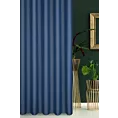 Zasłona szyta na taśmie fala granatowa z gładkiej tkaniny zaciemniającej typu dimout wykończona obciążnikiem