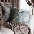 Poszewka na poduszkę 45x45 cm o strukturze lnu z lamówką zielono, popielata LEN Eurofirany