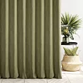 Zasłona szyta na taśmie 5 cm ciemnooliwkowa z tkaniny o naturalnym splocie z efektem melanżu
