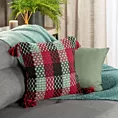 Poszewka na poduszkę 45x45 cm z grubej tkaniny z ozdobnymi chwostami na rogach czerwono, miętowa HILAR Eurofirany