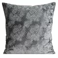 Poszewka na poduszkę 45x45 cm welwetowa z miękkiego welwetu z nadrukiem liści palmy grafitowa VELVET 74 EUROFIRANY PREMIUM