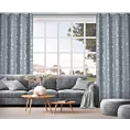 Zasłona jasnoniebieska z błyszczącym srebrzystym nadrukiem w stylu eko 140x250 cm przelotka SOLANA  Eurofirany