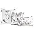 Poszewka na poduszkę dwustronna 45x45 cm welwetowa z motywem roślinnym z wypustką na brzegach biało, beżowa AGNES EUROFIRANY PREMIUM
