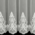 Firana szyta na przelotkach kremowa z łańcuszkowym haftem na tkaninie typu ADEN z delikatnym efektem deszczyku, zdobiona kryształkami Italissima Eva Minge