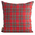 Poszewka na poduszkę świąteczna 45x45 cm czerwono, zielona w kratę i zdobiona haftem Eurofirany
